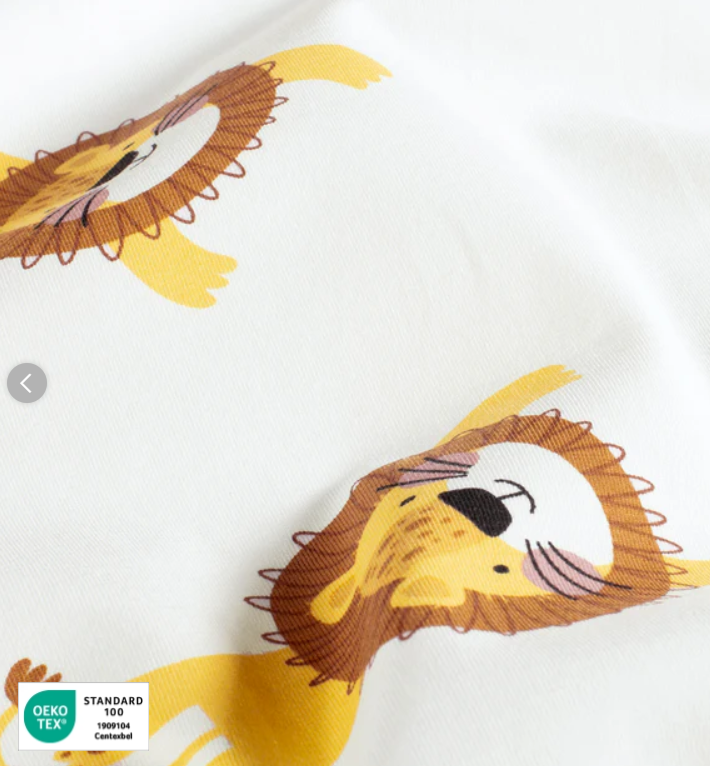 Stoff Jersey Löwe ecru