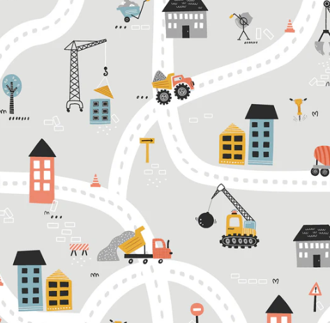 Stoff Baumwolle Strassenverkehr grau