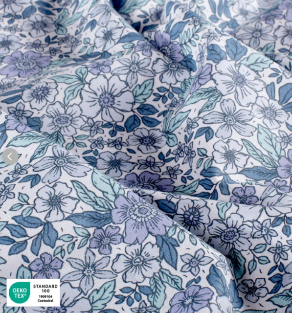 Stoff Baumwolle Blümchen blau