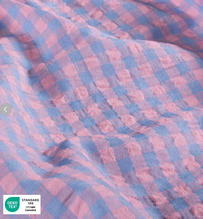 Stoff Baumwolle Karo rosa/ciel