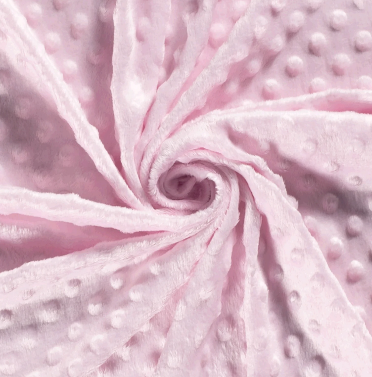 Stoff Polyester, Minky Punkte rosa