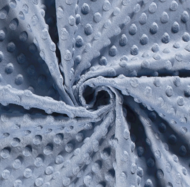 Stoff Polyester, Minky Punkte blau