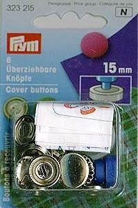 PRYM ÜBERZIEHBARE KNÖPFE MESSING 15MM, MIT WERKZEUG, BLISTER A 6 STK.