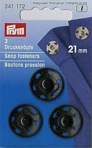 PRYM ANNÄH-DRUCKKNÖPFE 21MM SCHWARZ
