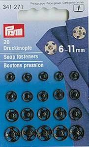 PRYM ANNÄH-DRUCKKNÖPFE SORTIERT 6-11MM SCHWARZ