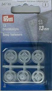 PRYM ANNÄH-DRUCKKNÖPFE 13MM TRANSPARENT, KARTE A 12 STK.