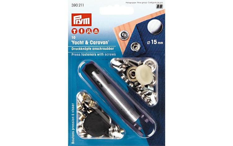 PRYM NÄHFREI DRUCKKNÖPFE YACHT & CAMPING 15MM SILBERFARBIG