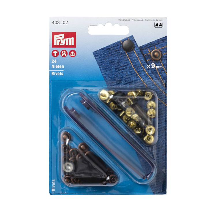 PRYM NIETEN 9MM SORTIERT SILBER /BRÜNIERT