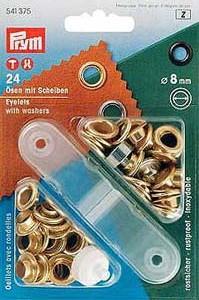 PRYM ÖSEN UND SCHEIBEN MESSING 8MM GOLDFARBIG