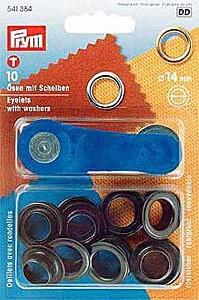 PRYM ÖSEN UND SCHEIBEN MESSING 14MM BRÜNIERT