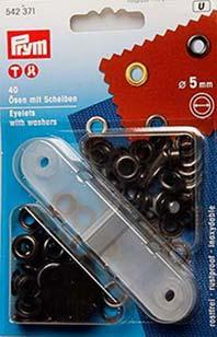 PRYM ÖSEN UND SCHEIBEN MESSING 5MM BRÜNIERT