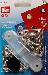 PRYM ÖSEN UND SCHEIBEN MESSING 5MM SILBERFARBIG