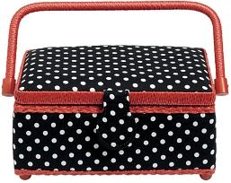 Prym Nähkorb Polka Dots weiss/schwarz