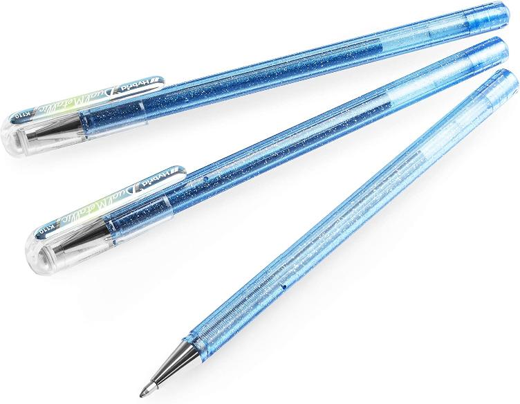 Pentel Liquid Gel Roller Pen, Blue Grey+Metallic Blue