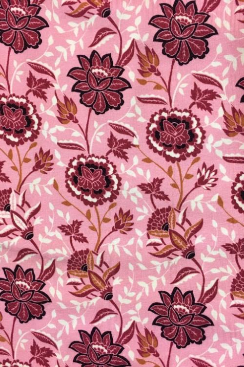 Stoff Jersey Blumen mittel rosa