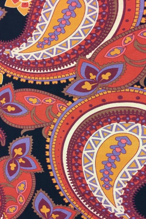 Stoff Jersey Paisley schwarz-ocker