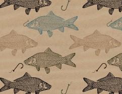 Stoff Jersey Fische beige
