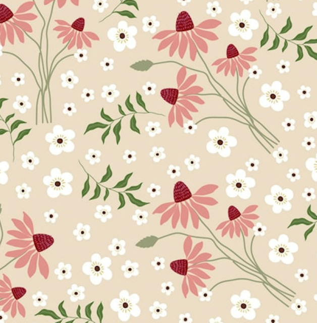 Stoff Jersey, Flower Bouquet beige