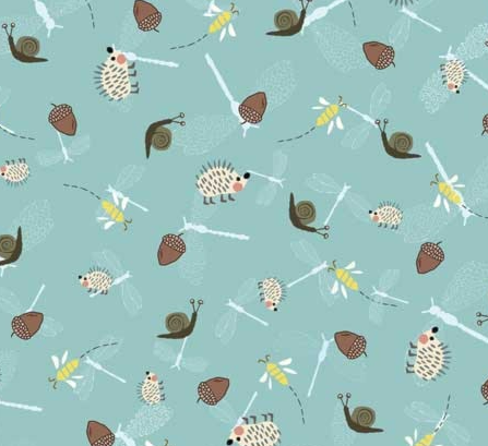 Stoff Jersey Igel und Schnecke Mint