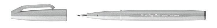 Faserschreiber mit pinselähnlicher Spitze, dunkelgrau - 0
