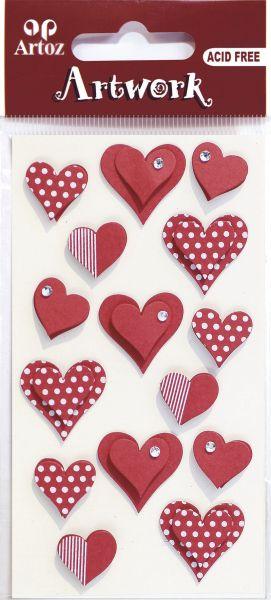Stickers handmade; Herzen Rot