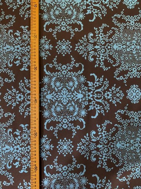Stoff Baumwolle gemustert, braun/blau - 1