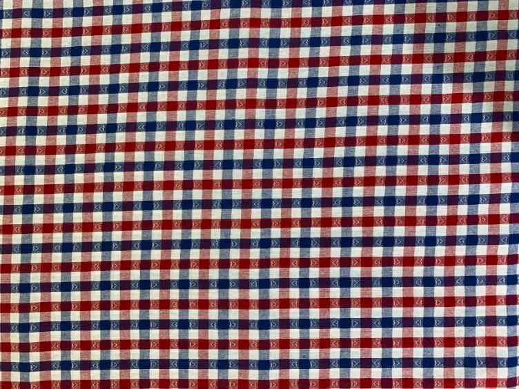 Stoff Baumwolle Kölsch mit Herzen, rot/blau/weiss