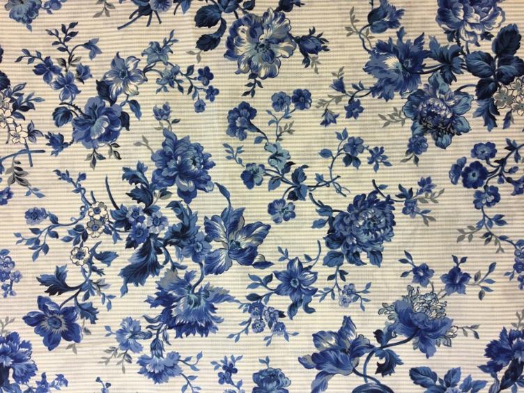 Stoff Baumwolle Patchwork, blaue Blumen