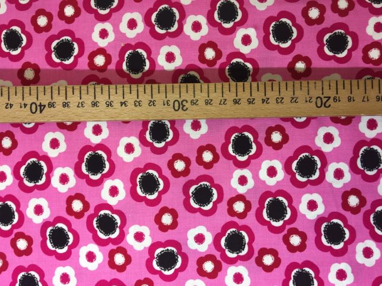 Stoff Baumwolle, Patchwork Rosa mit Blumen
