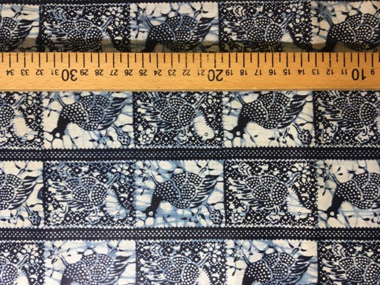 Stoff Baumwolle, Patchwork Vogel Blau