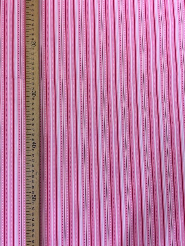 Stoff Baumwolle Streifen und Punkte, pink - 0