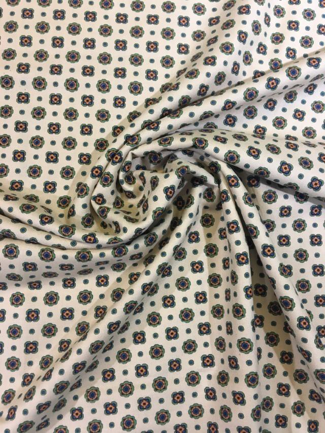 Stoff Baumwolle/Wolle, beige mit Blumenmotiv - 0