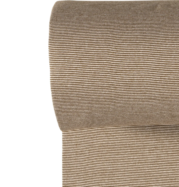 Stoff Bündchen, Braun/Beige gestreift