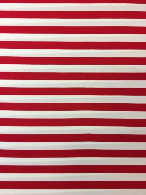 Stoff Jersey Viskose, rot/weiss gestreift