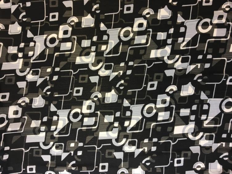 Stoff Polyester gemustert, schwarz/weiss