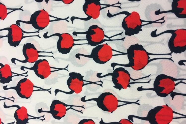 Stoff Polyester, Strauss, rot-blau