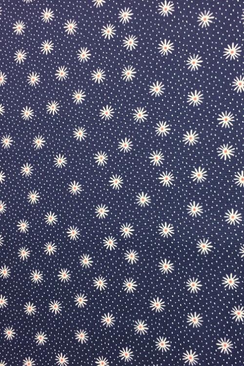 Stoff Poplin, Blumenfeld, blau