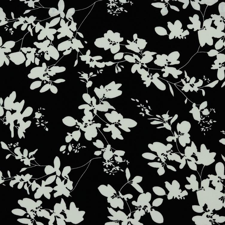 Stoff Radiance Blumen, schwarz