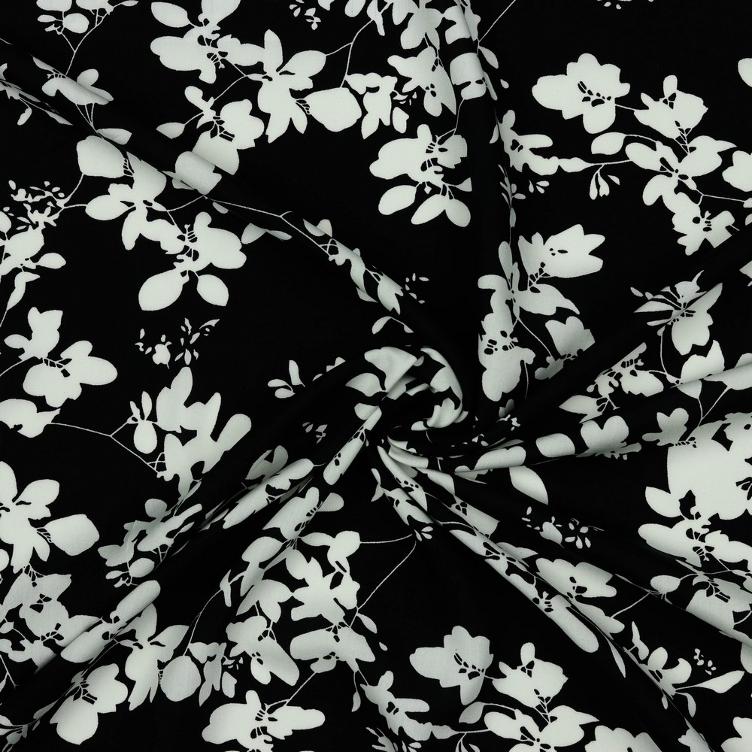 Stoff Radiance Blumen, schwarz - 0