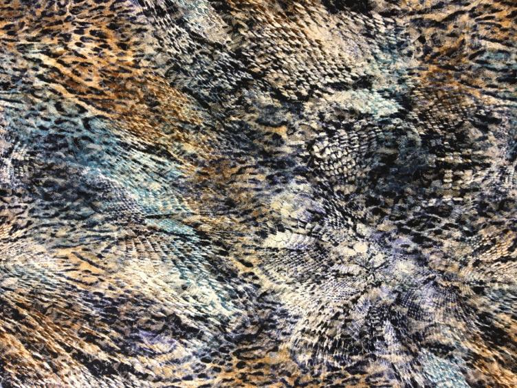 Stoff Spitze Wildlife braun/blau
