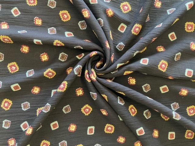 Stoff Viskose Crepe Filmdruck schwarz