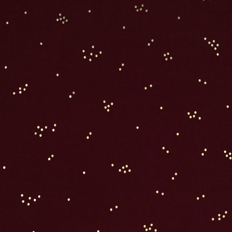Stoff Viskose Foil Dots, Aubergine