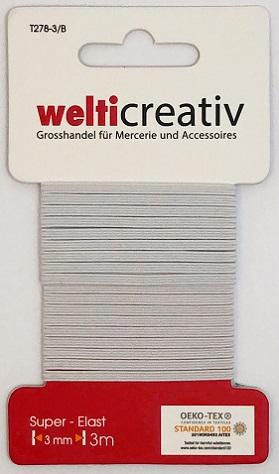 Super-Elastisch 3mm, weiss, 3m
