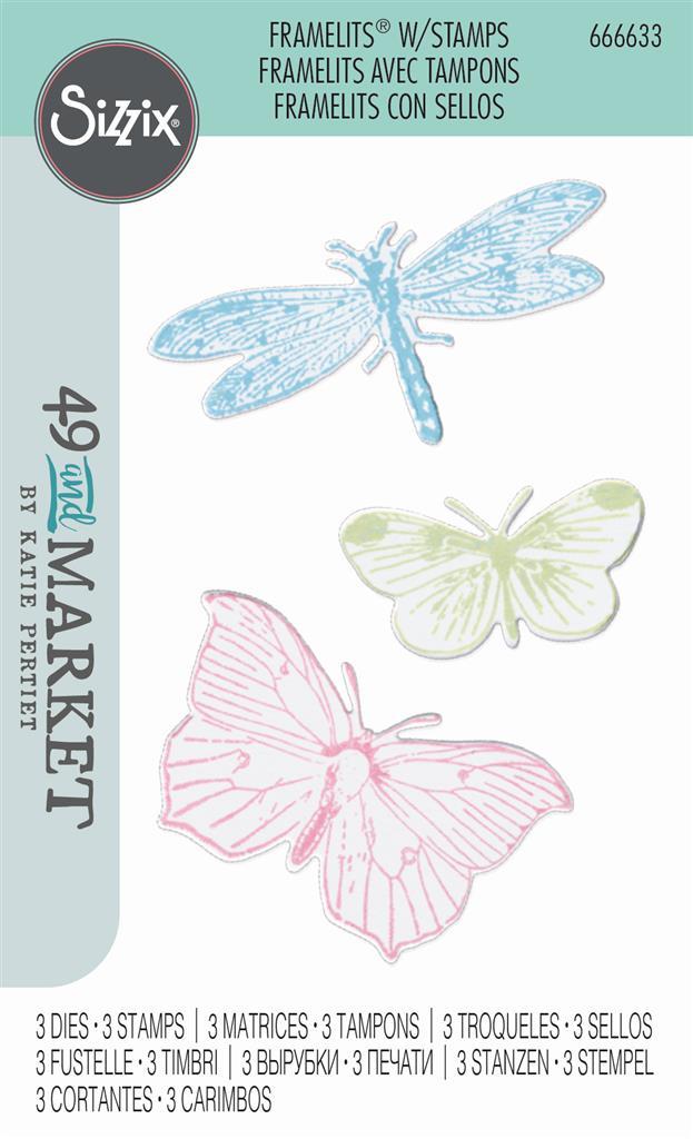 Sizzix framelits x3 + stamps x3 engraved wings