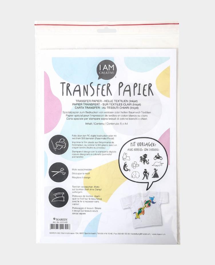 Transfer Papier 3xA4, helle Stoffe