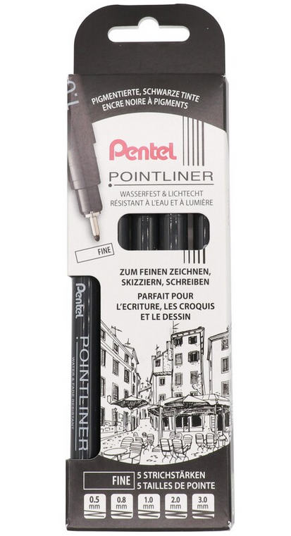 Fineliner Fine Pigment 5er Set schwarz