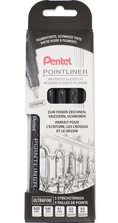 Fineliner Ultrafine Pigment 5er Set schwarz